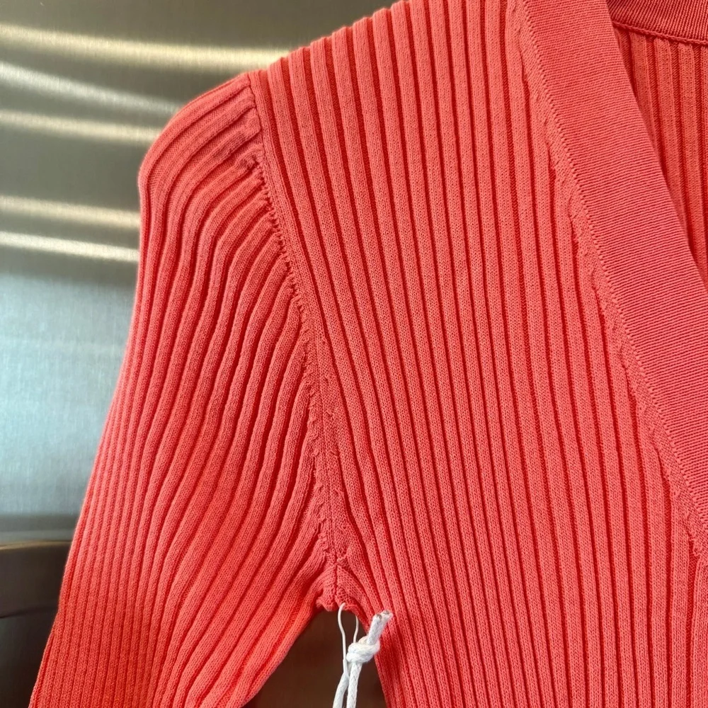 NWT Staud Shoko Sweater Dress in Bittersweet Peach Light Pink Blush Button Down